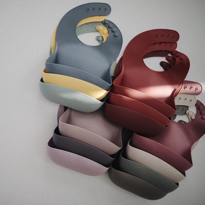 Silicone baby bib clay mushie bib mushie