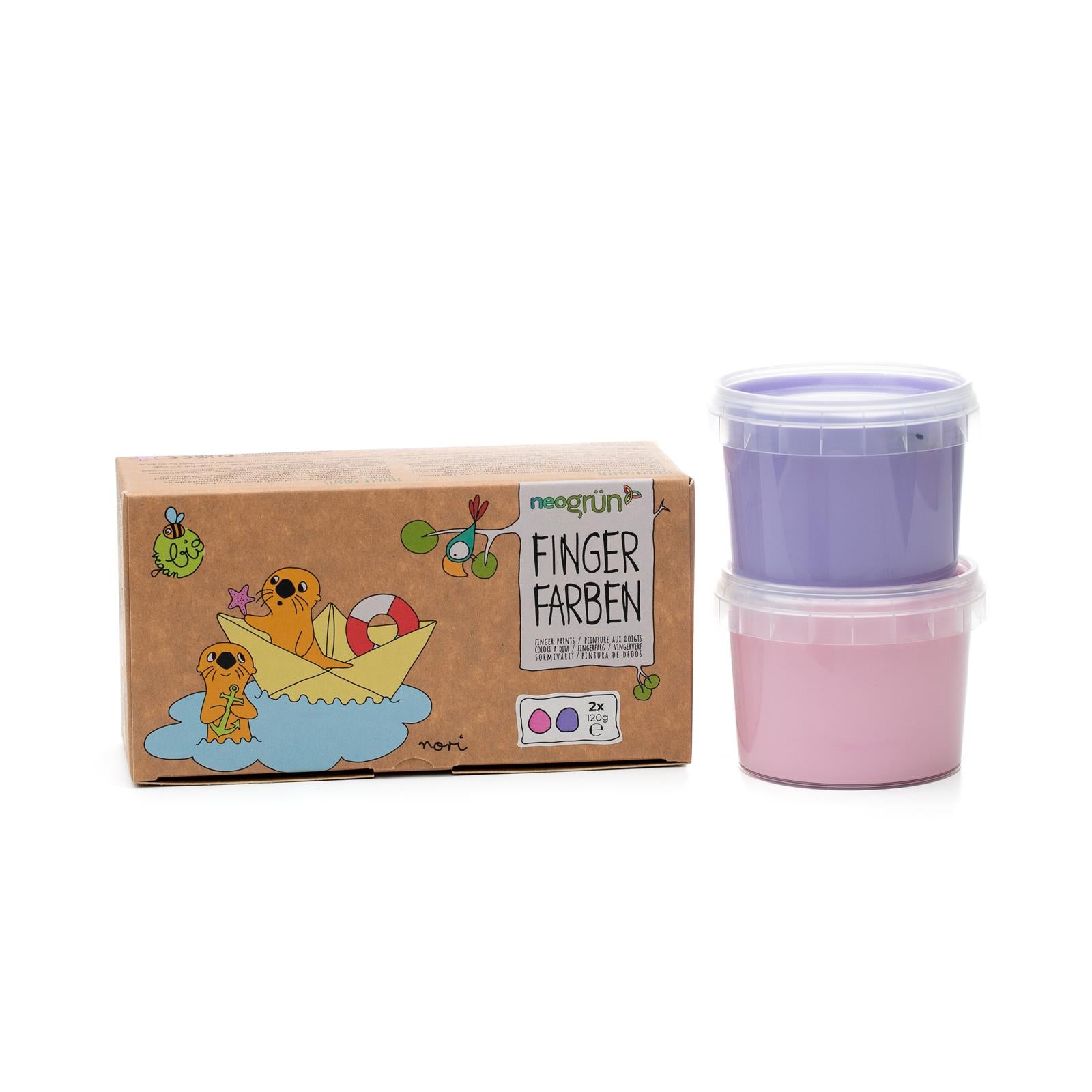 2x tinta de dedo 120 g rosa + violeta neogrun Toys neogrun