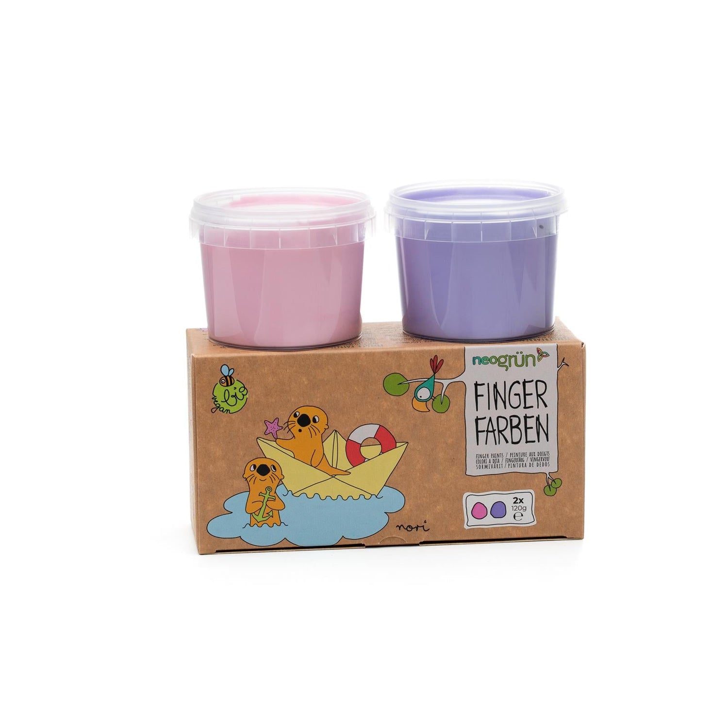 2x tinta de dedo 120 g rosa + violeta neogrun Toys neogrun