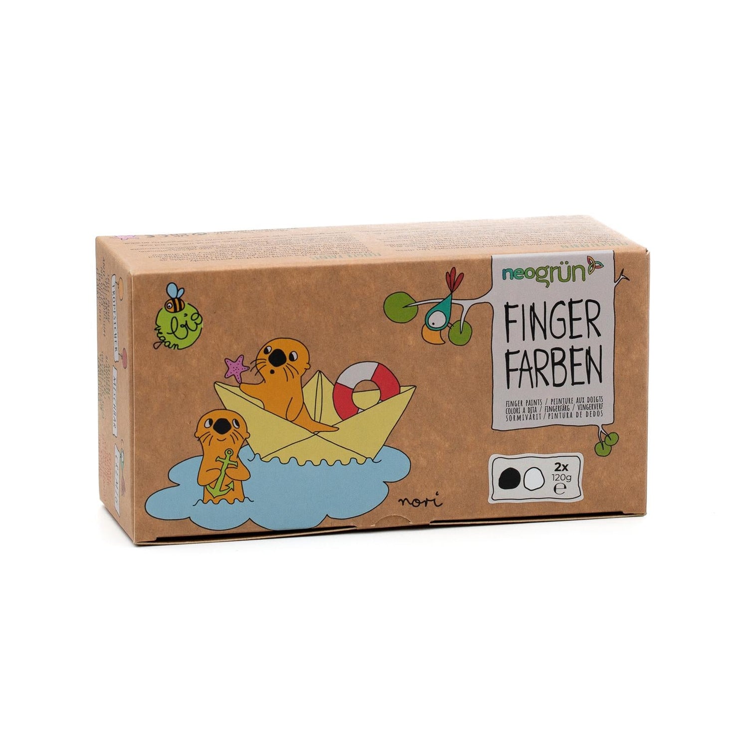 2x tinta de dedo 120 g branca + preta neogrun Toys neogrun