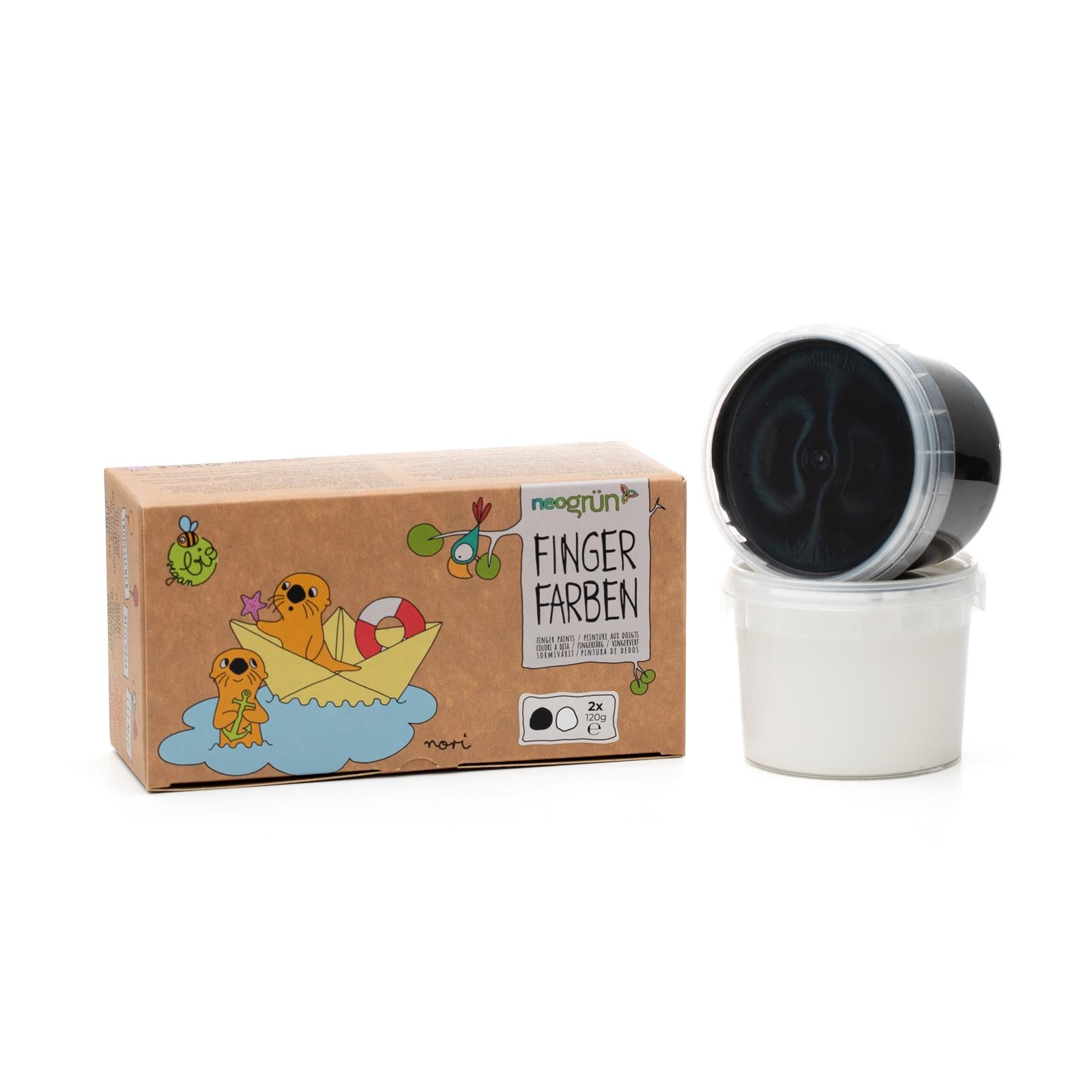 2x tinta de dedo 120 g branca + preta neogrun Toys neogrun