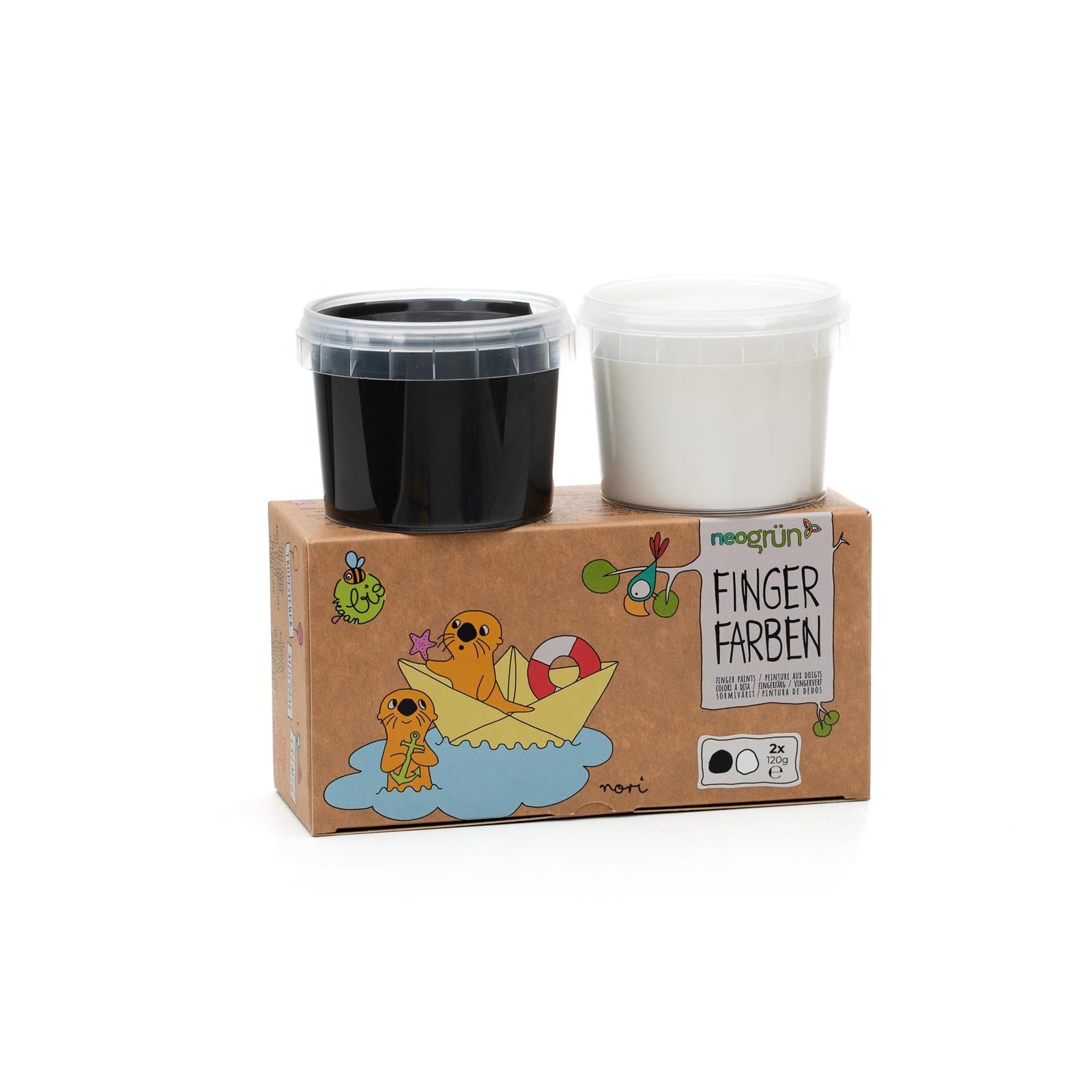 2x tinta de dedo 120 g branca + preta neogrun Toys neogrun