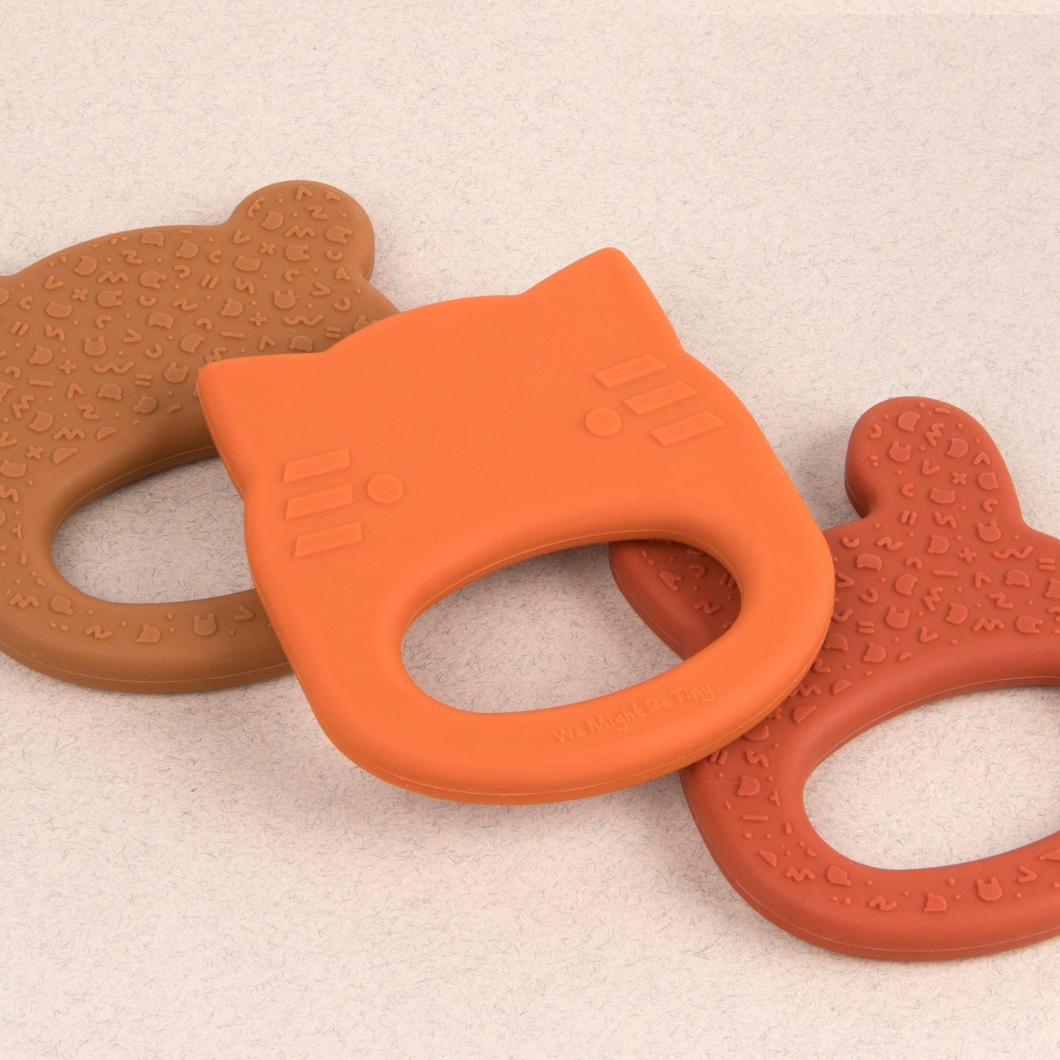 Mordedor silicone cat burnt orange Pacifiers & Teethers we might be tiny