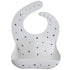Silicone baby bib white letters mushie bib mushie
