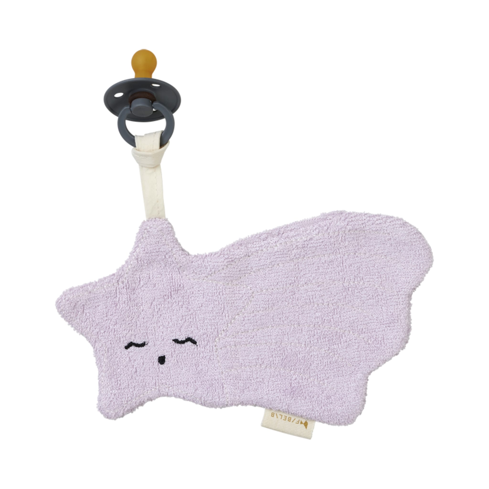 Pacifier cuddle clip shotting star lilac Fabelab pacifier clip Fabelab