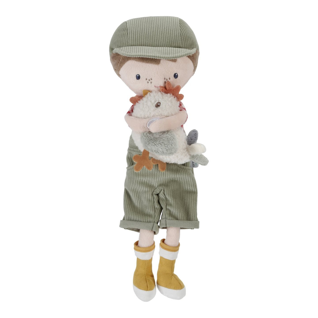 Boneco Jim agricultor com galinha 35 cm