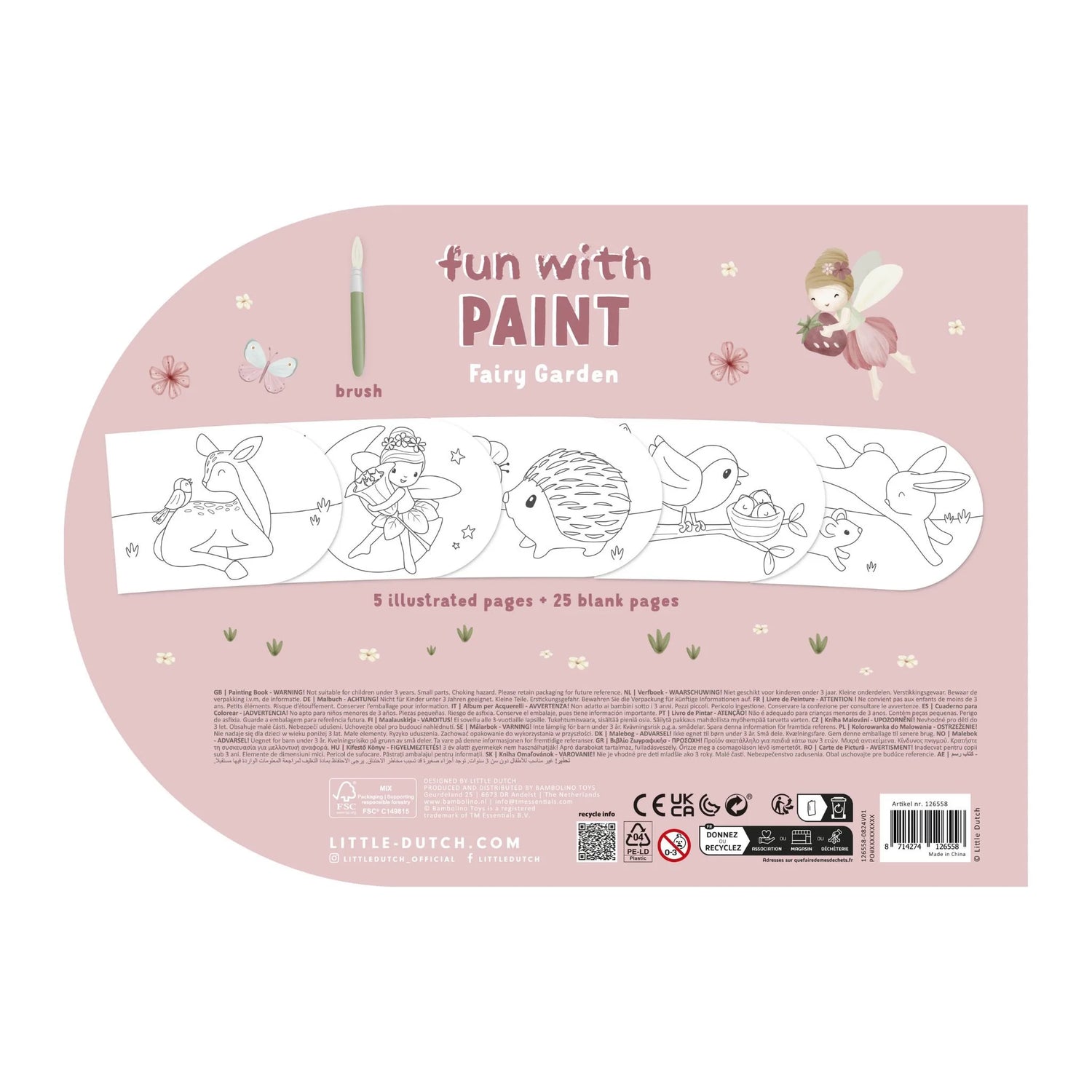 Livro para pintar Fairy Garden - inclui aguarelas e pincel