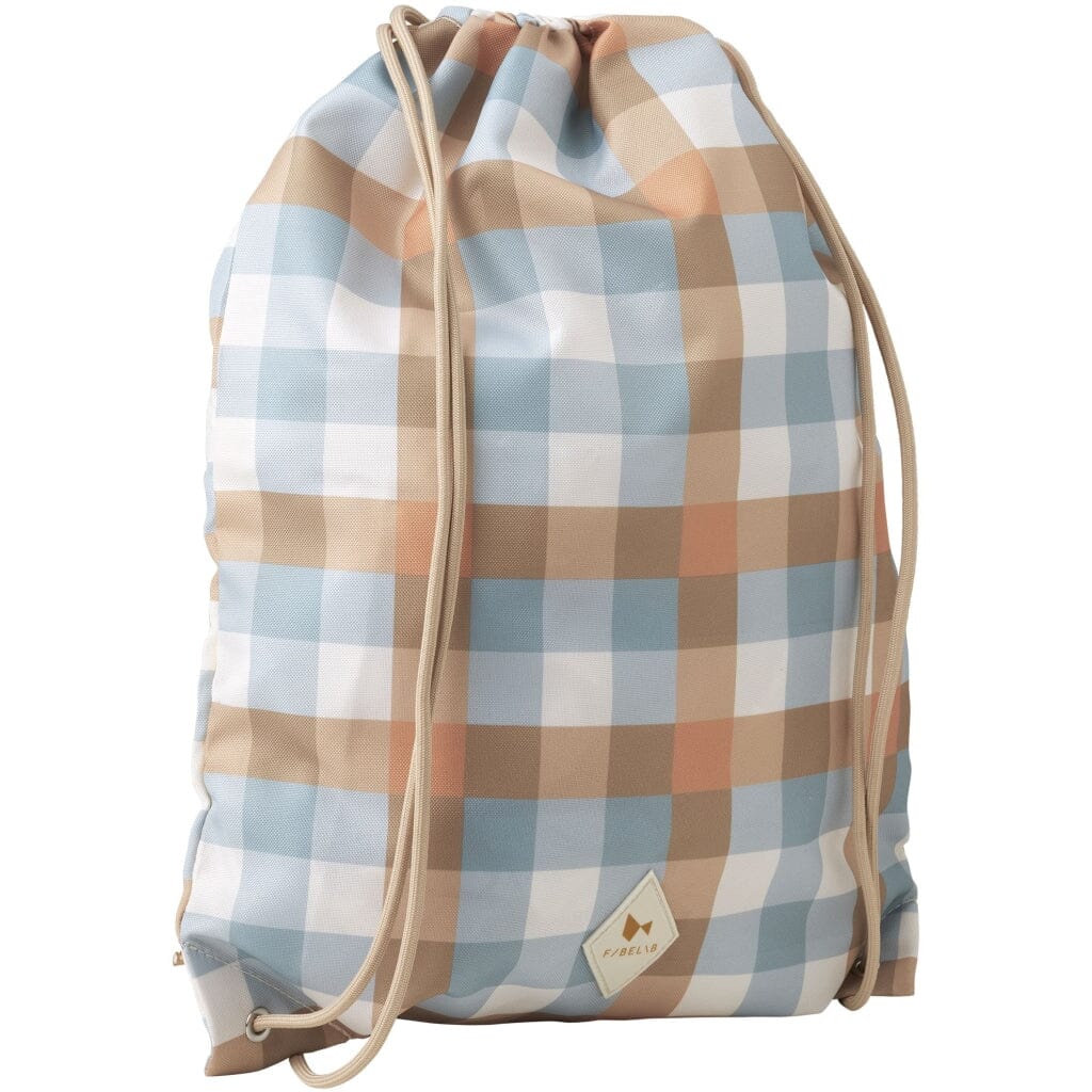 Mochila-saco impermeável cottage blue checks Backpack Fabelab 