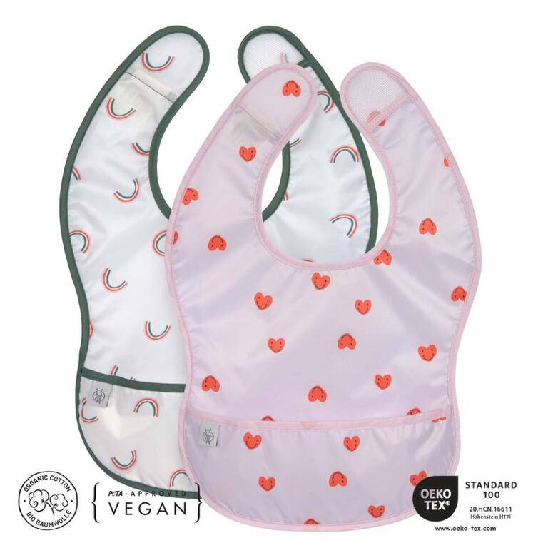 2 babetes impermeáveis leves arco-íris corações