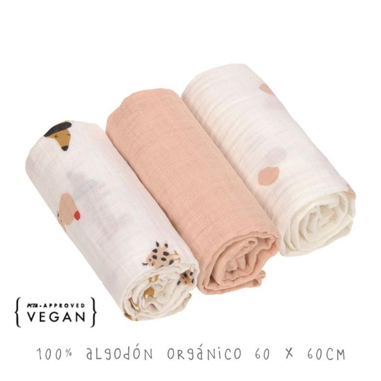 3 musselinas royal orange 60 x 60 cm Muslin Meyco