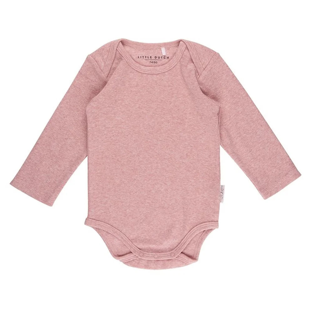Body manga comprida rosa melange 9-12 meses (último tamanho)
