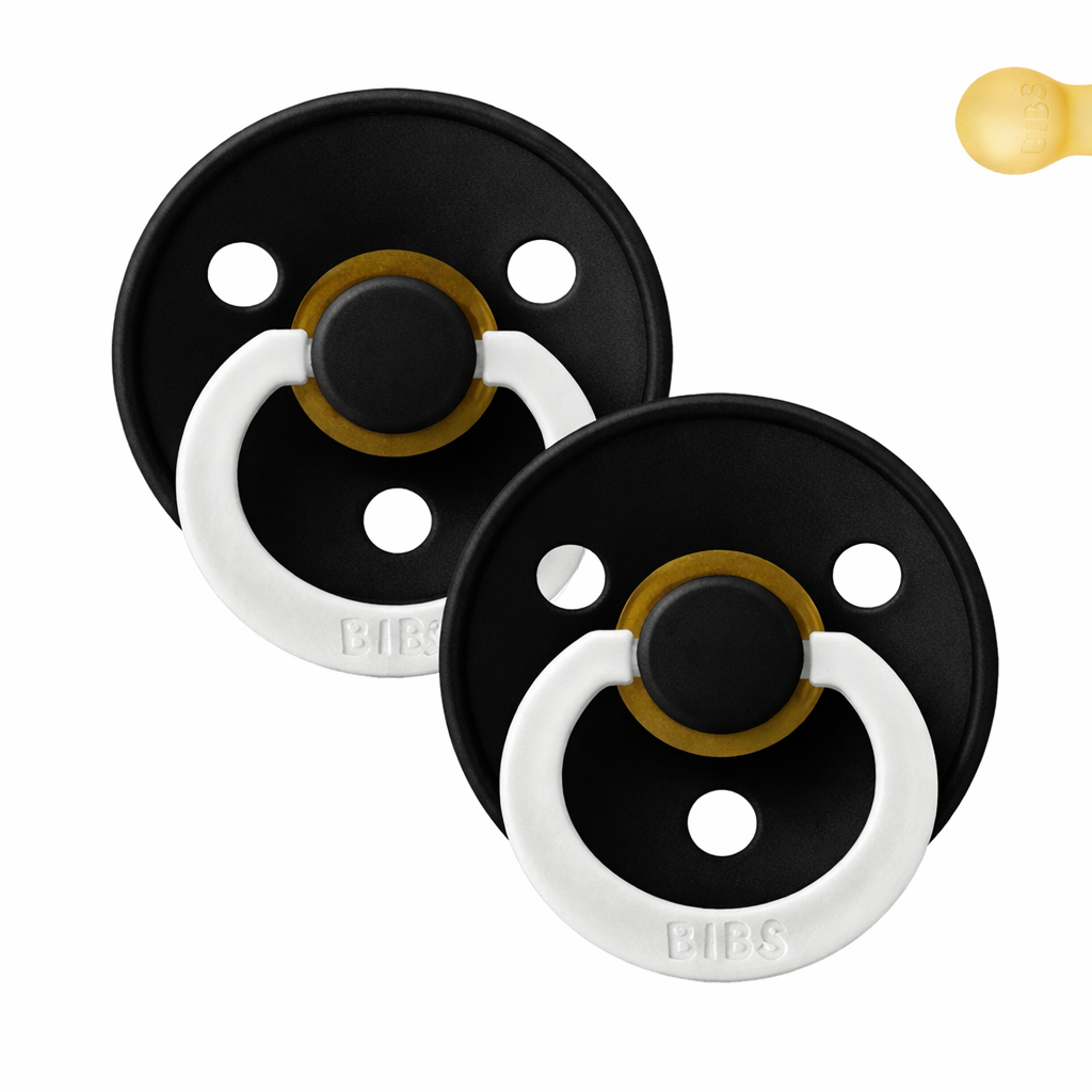 Chupetas BIBS Colour redonda NIGHT preto | preto 0-6 meses