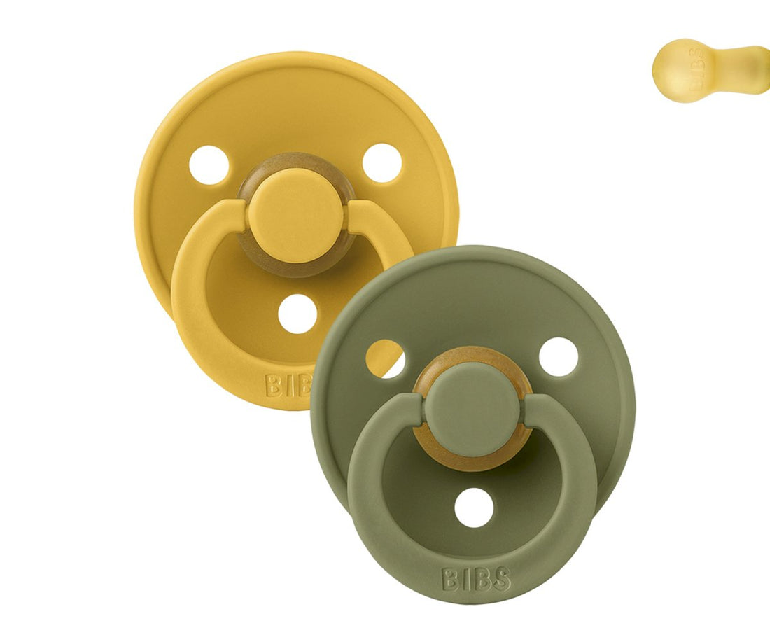 2 chupetas redondas BIBS Colour honey bee | olive