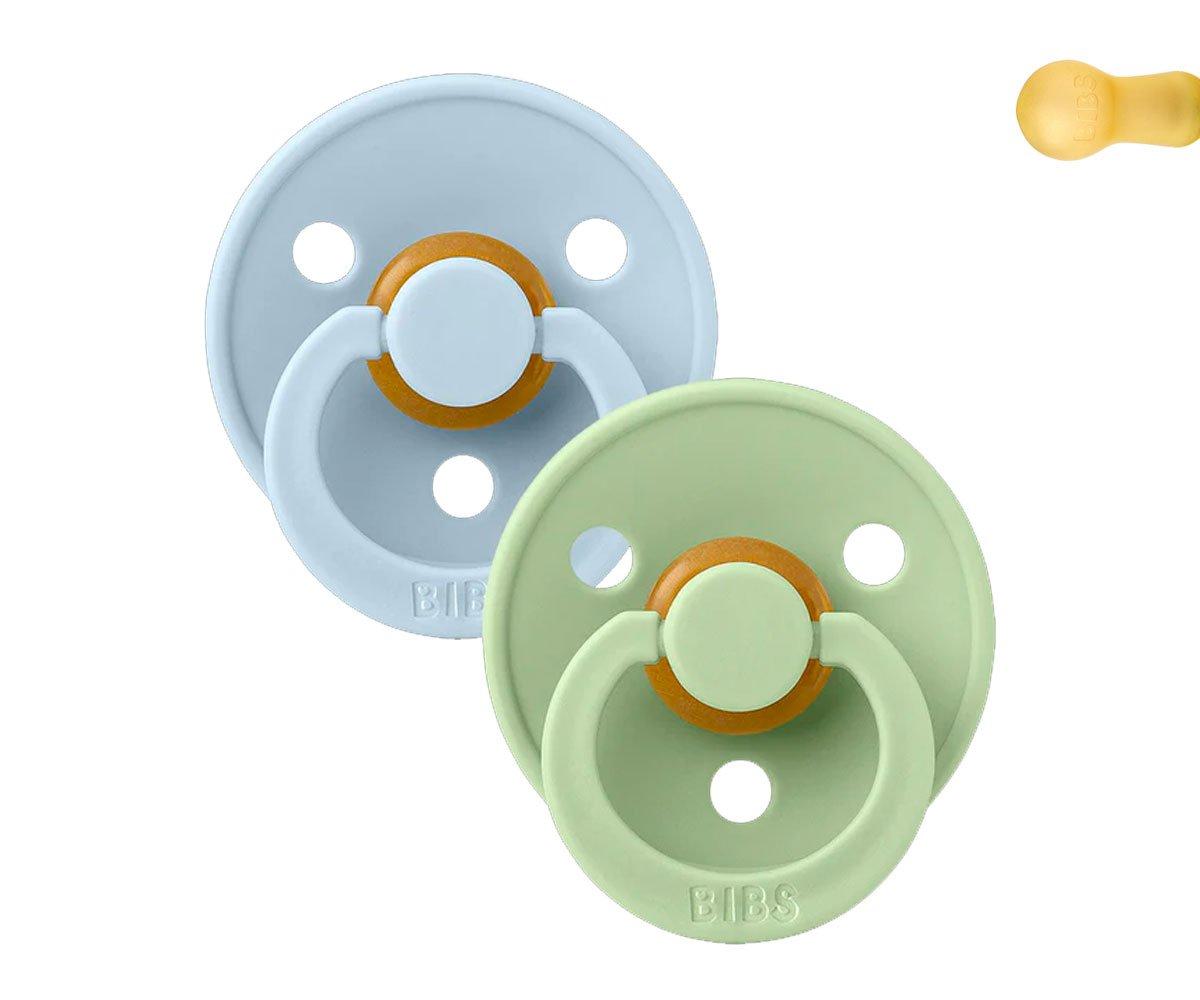 2 chupetas redondas BIBS Colour pistachio | baby blue