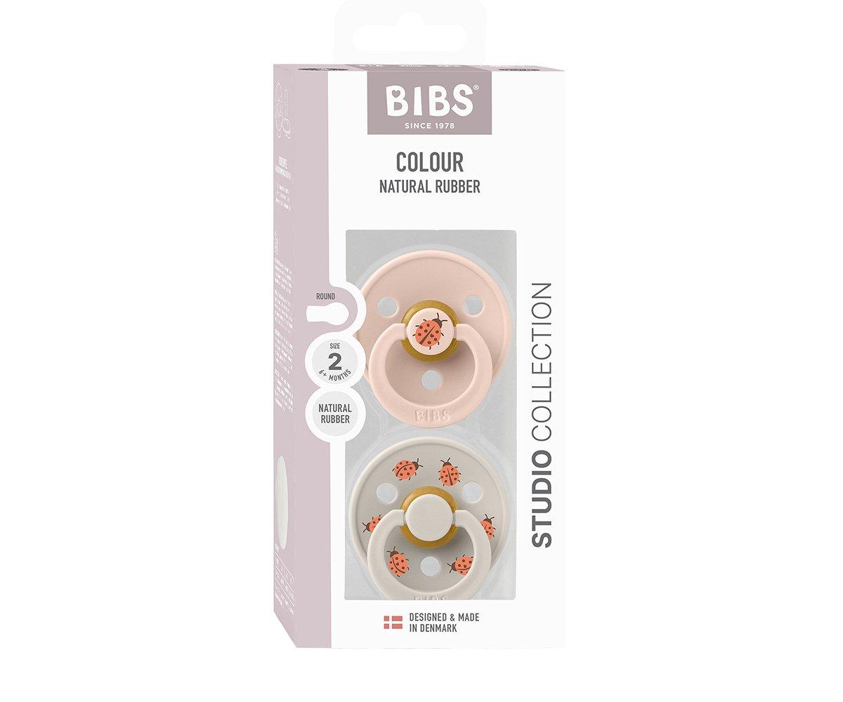 2 chupetas redondas BIBS Studio Colour ladybug blush mix