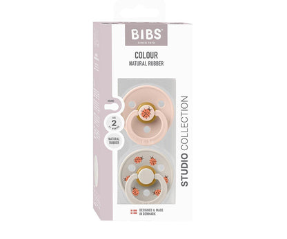 2 chupetas redondas BIBS Studio Colour ladybug blush mix