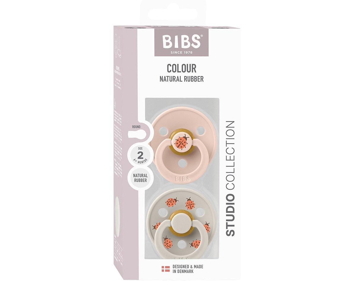 2 chupetas redondas BIBS Studio Colour ladybug blush mix