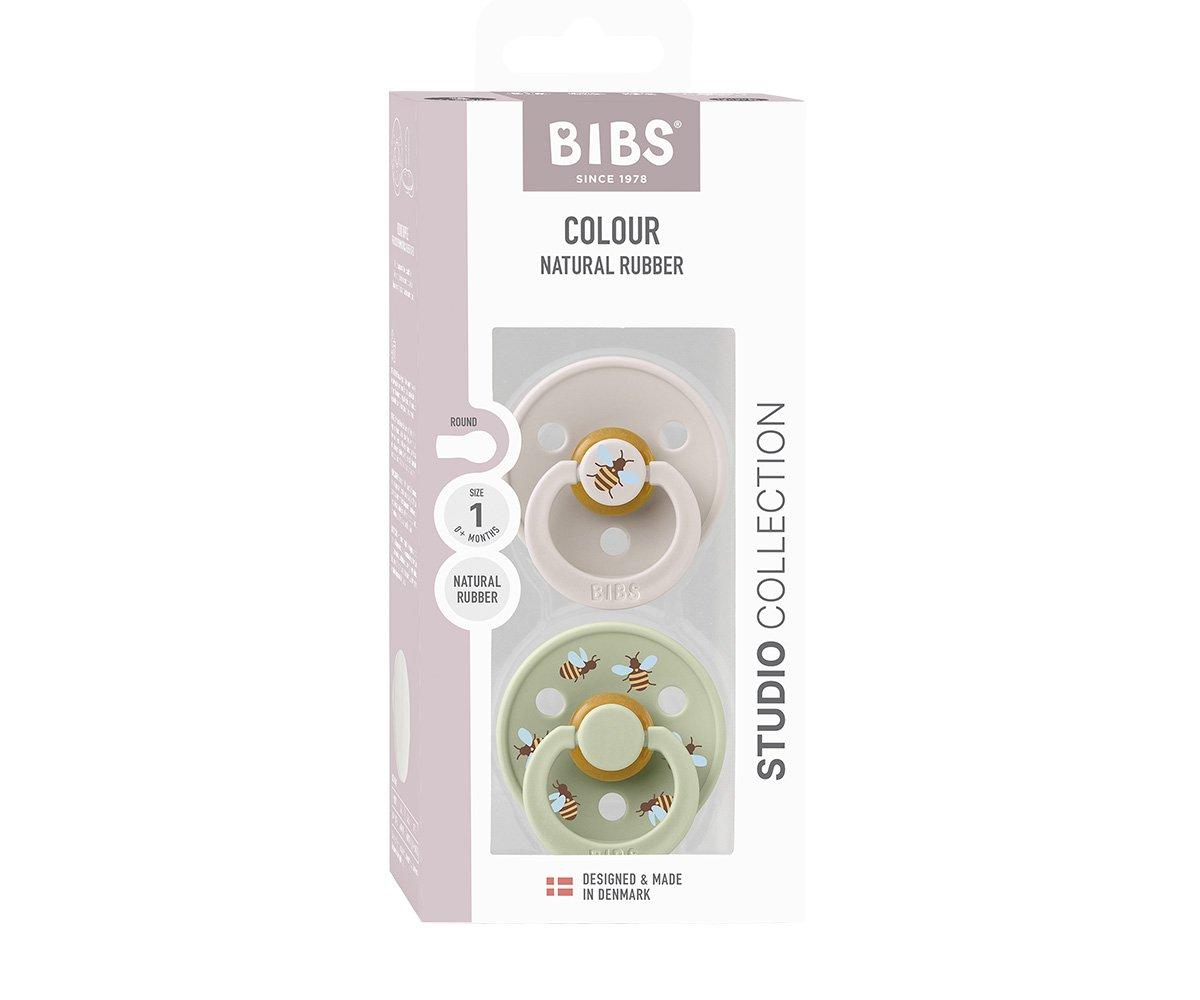 2 chupetas redondas BIBS Studio Colour bumblebee mushroom mix