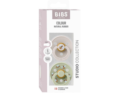 2 chupetas redondas BIBS Studio Colour bumblebee mushroom mix