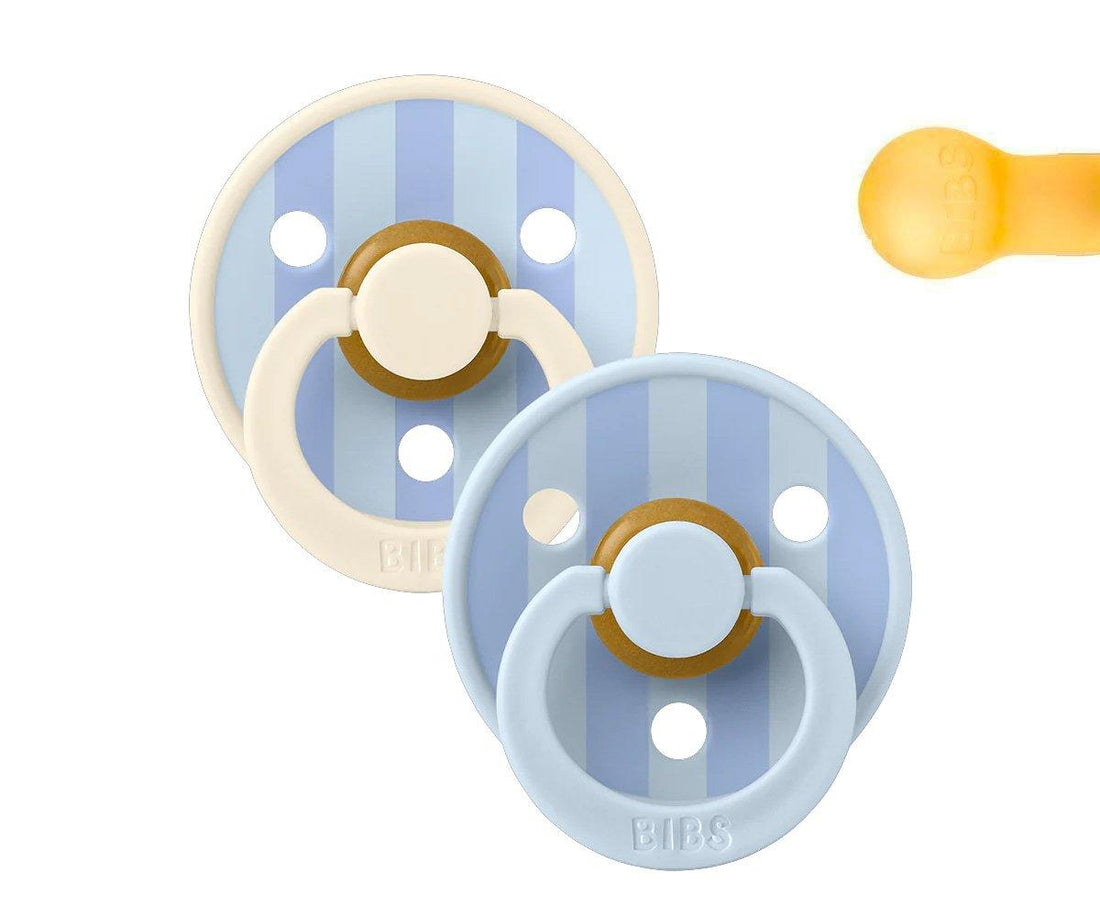 2 chupetas redondas BIBS Studio Colour block baby blue dusty blue mix