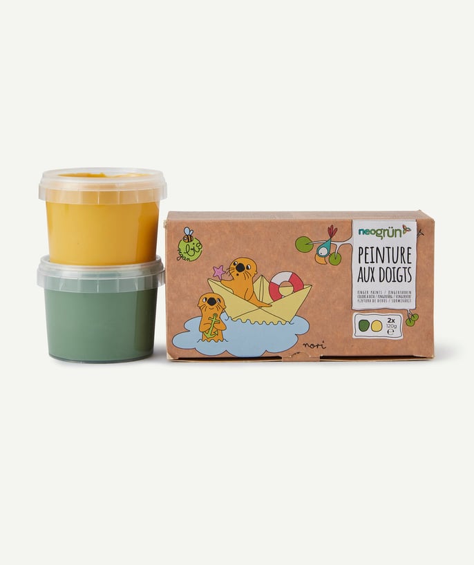 2x tinta de dedo 120 g verde + amarelo neogrun