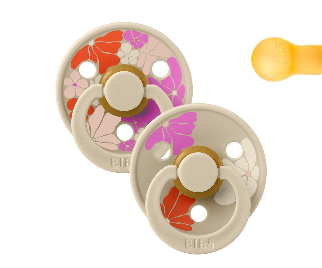 2 chupetas redondas BIBS Studio Colour morning bloom