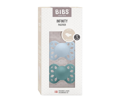 2 chupetas BIBS Infinity anatómica silicone baby blue | island sea