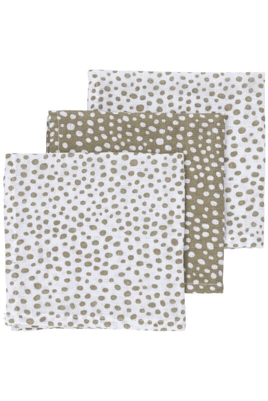 3 musselinas zebra | cheetah taupe 30x30 cm Muslin Meyco 