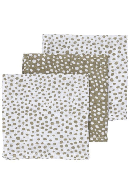 3 musselinas zebra | cheetah taupe 30x30 cm Muslin Meyco 