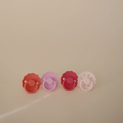 4 chupetas redondas silicone rosy romance