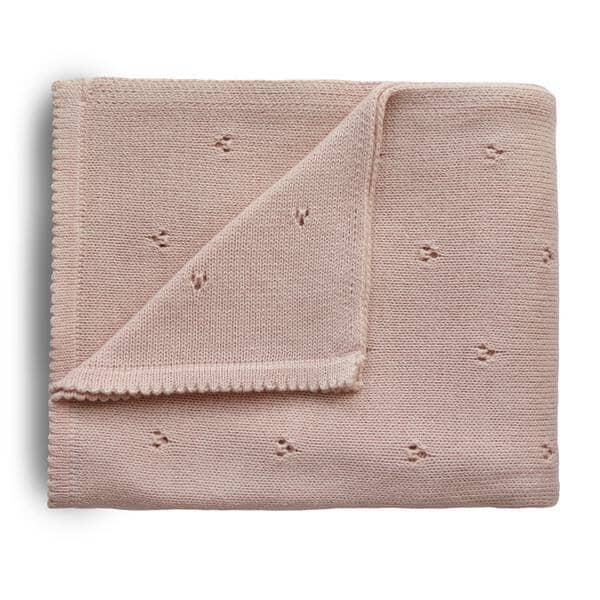 Manta de bebé pointelle blush muslin mushie