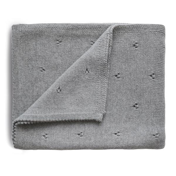 Manta de bebé pointelle grey melange muslin mushie