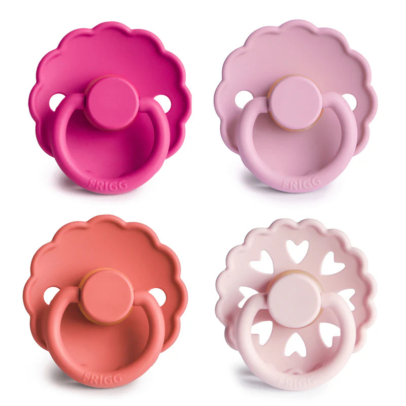 4 chupetas redondas silicone rosy romance