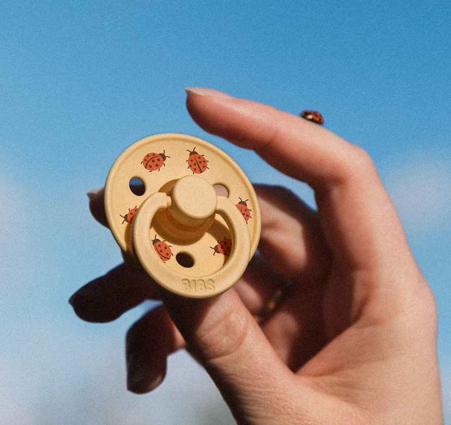 2 chupetas redondas BIBS Studio Colour ladybug sage mix