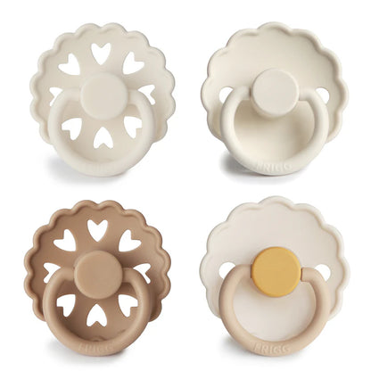 4 chupetas redondas silicone snowflake dream