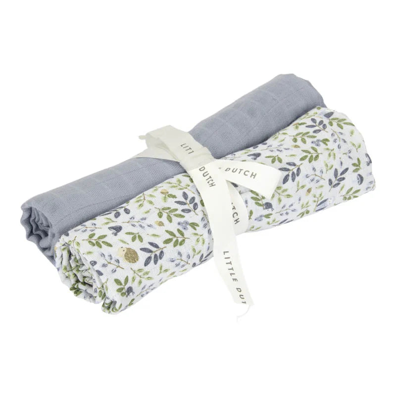 2 musselinas 70 cm Forest Adventure & Denim Blue