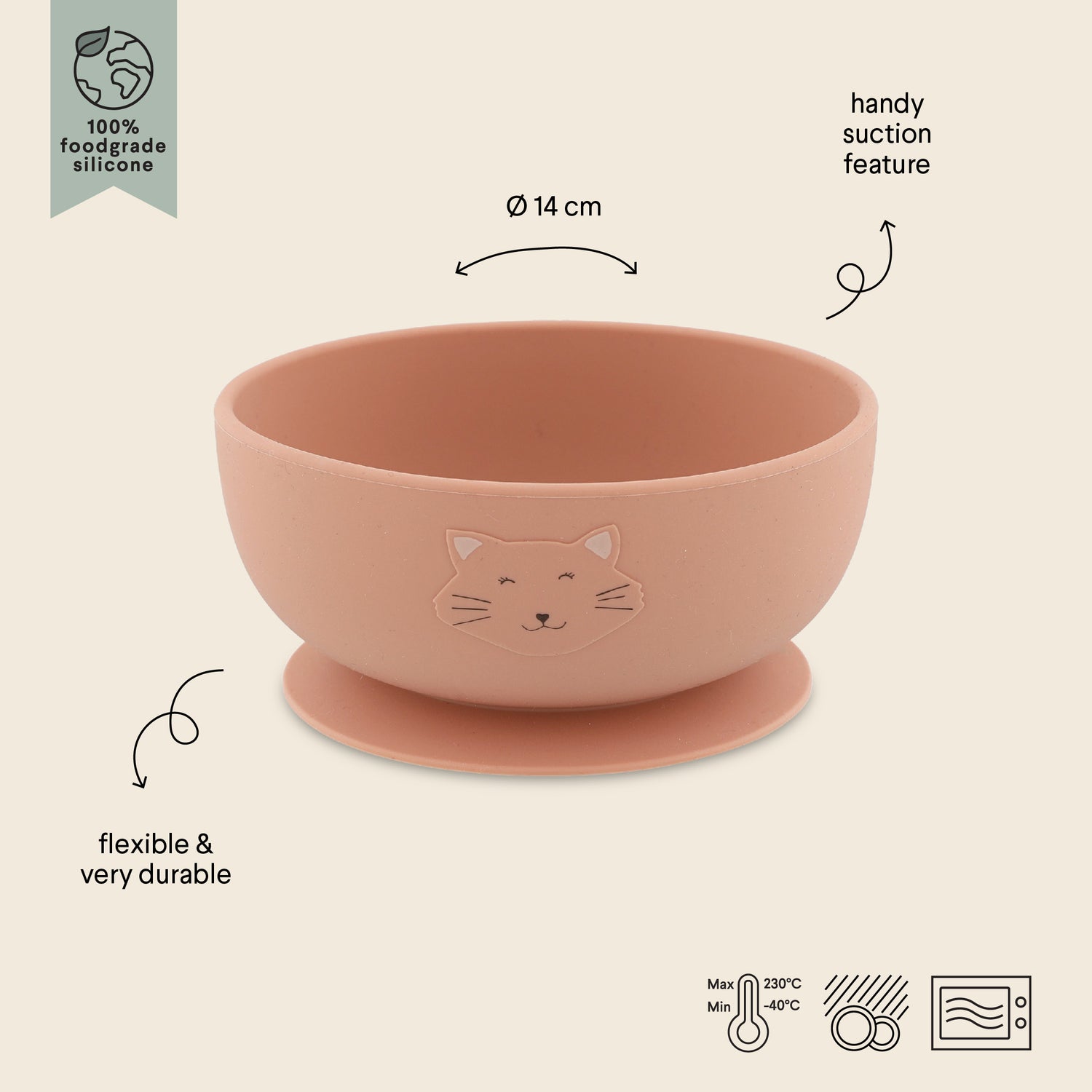 Prato de silicone c/ ventosa Mrs Cat