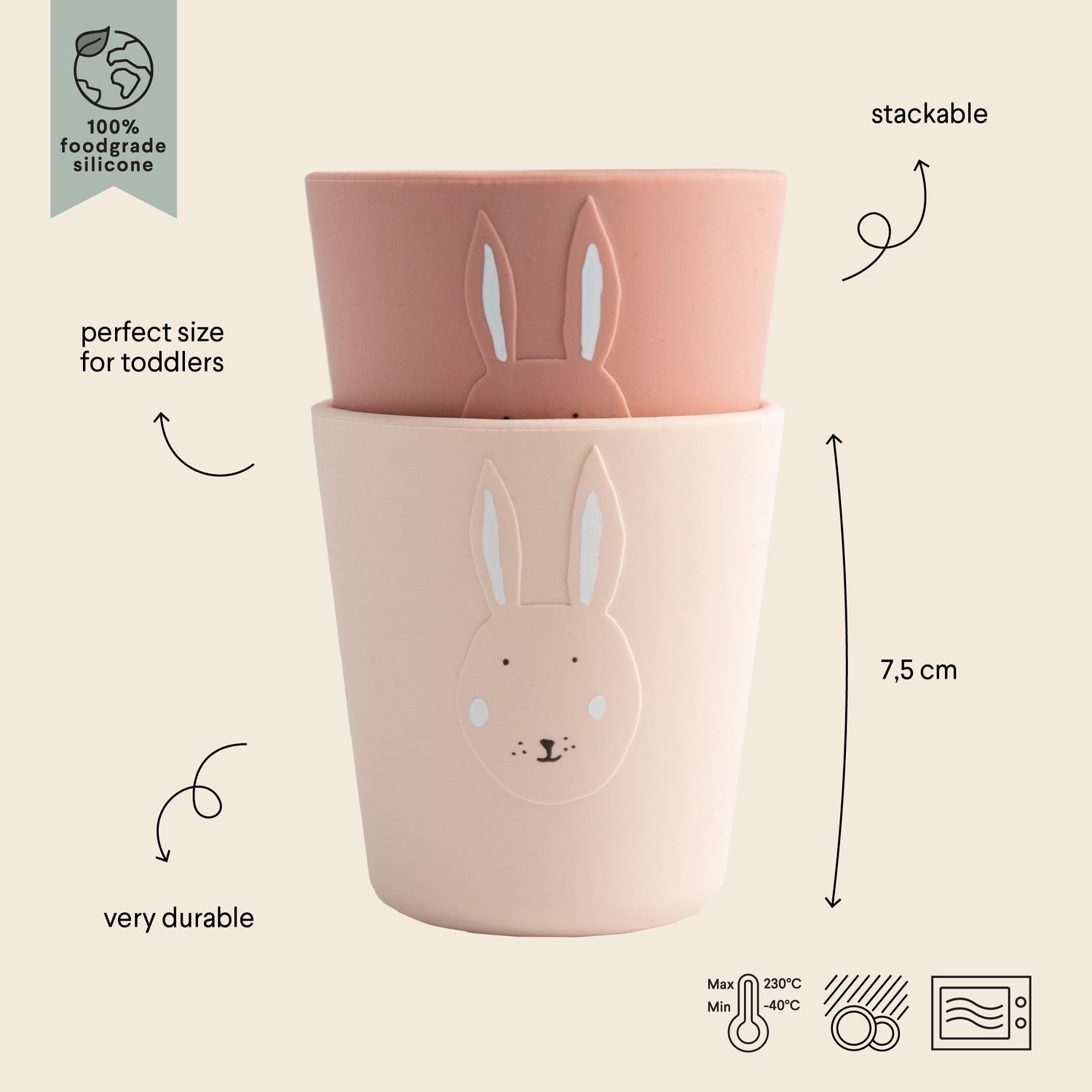 2 copos de silicone Mrs Rabbit