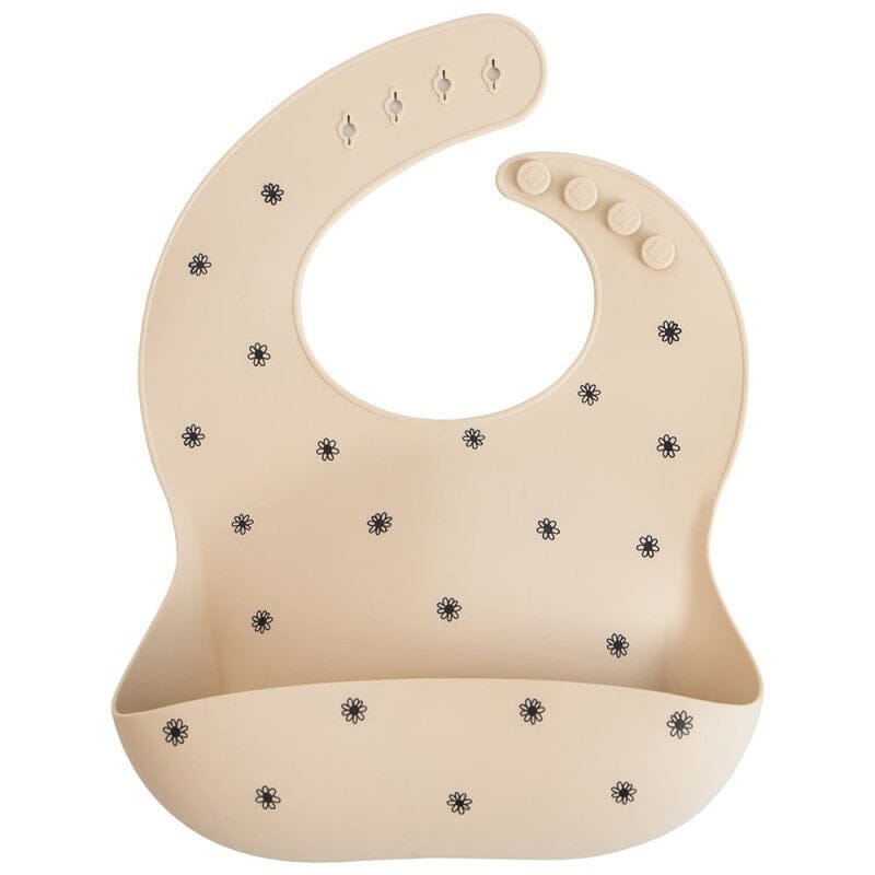 Babete de silicone black daisy dinnerware mushie