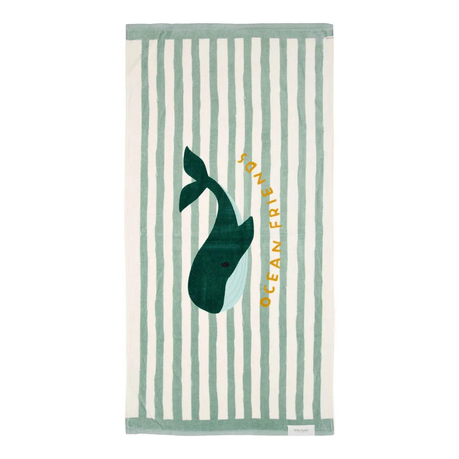 Toalha de praia seashells and stripes surf blue