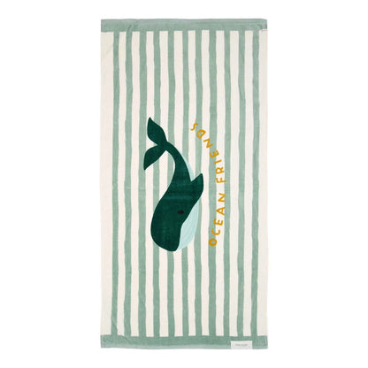 Toalha de praia seashells and stripes surf blue