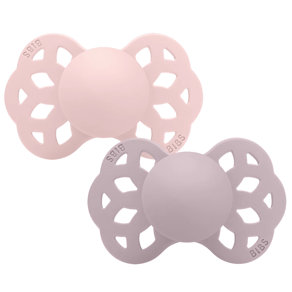2 chupetas BIBS Infinity anatómica silicone blossom | lilac