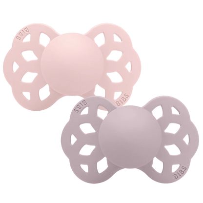 2 chupetas BIBS Infinity anatómica silicone blossom | lilac