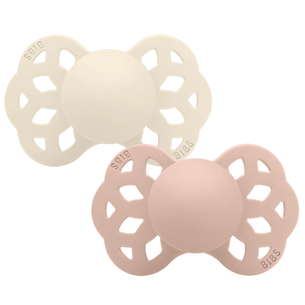 2 chupetas BIBS Infinity anatómica silicone ivory | blush