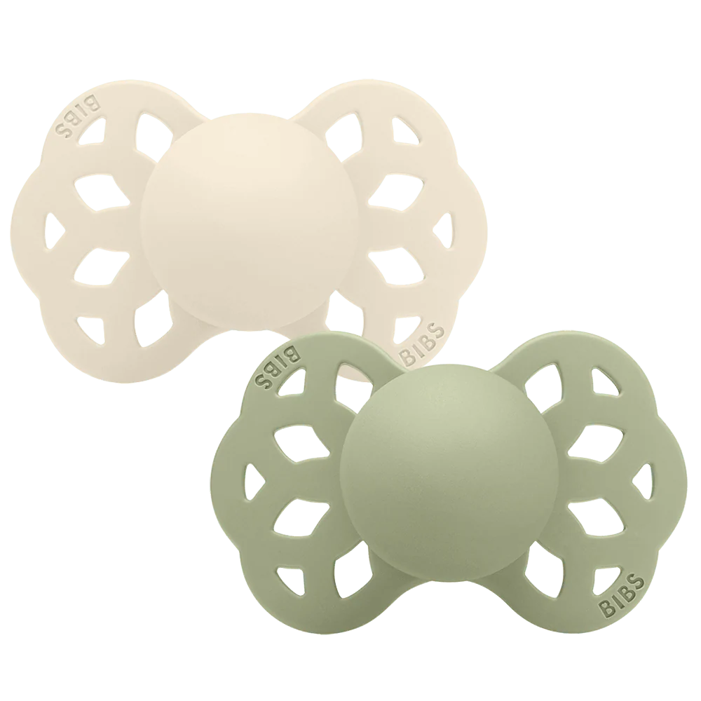 2 chupetas BIBS Infinity anatómica silicone ivory | sage