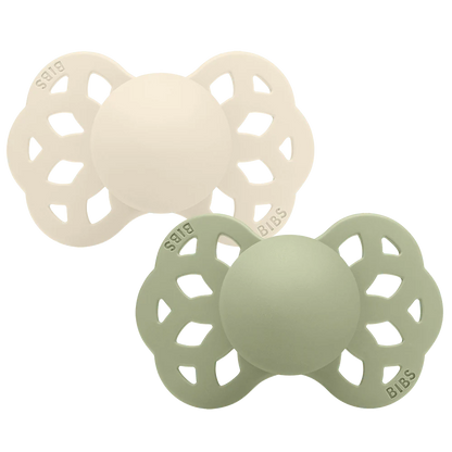 2 chupetas BIBS Infinity anatómica silicone ivory | sage