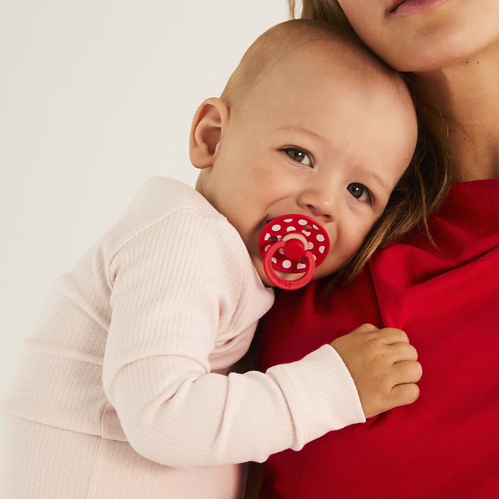 2 chupetas redondas BIBS Studio Bolinhas Blossom/Candy Apple