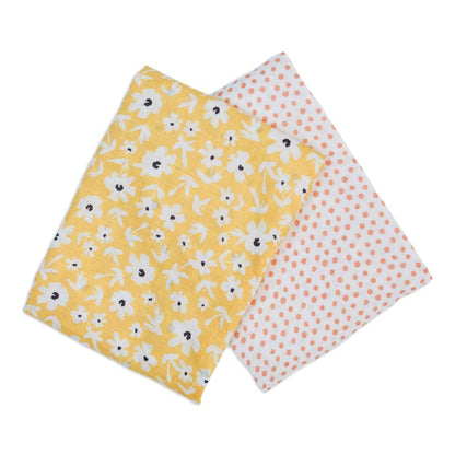 2 musselinas yellow wildflowers &amp; dots 100 cm Lulujo 