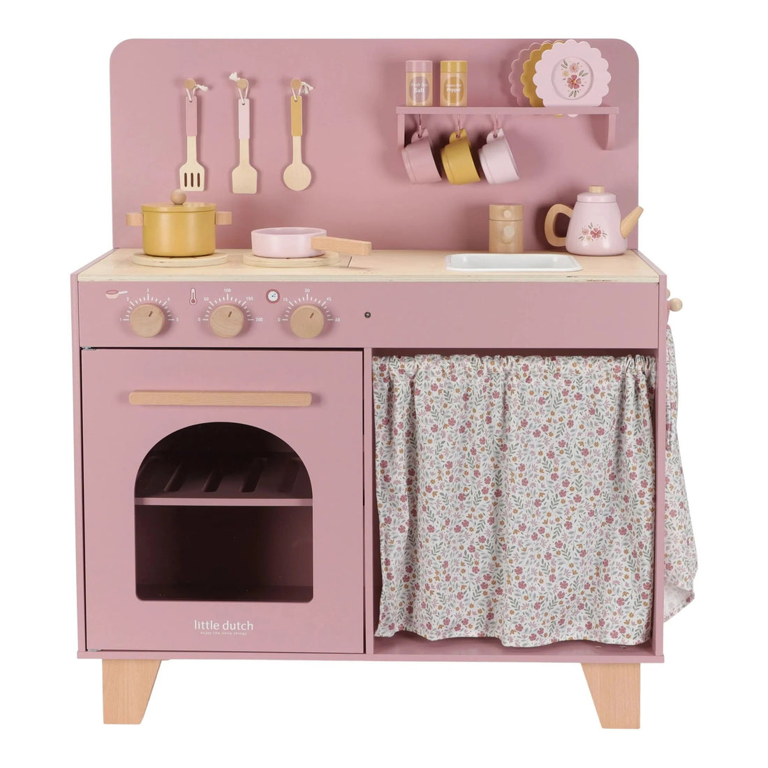 Cozinha rosa de madeira