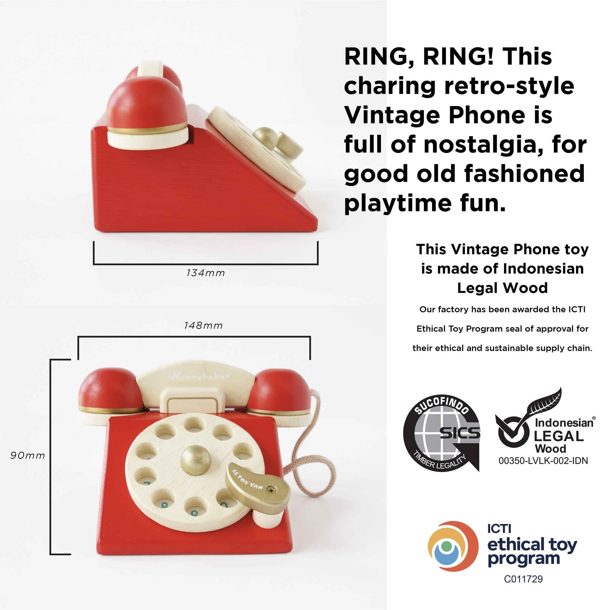 Telefone vintage de madeira